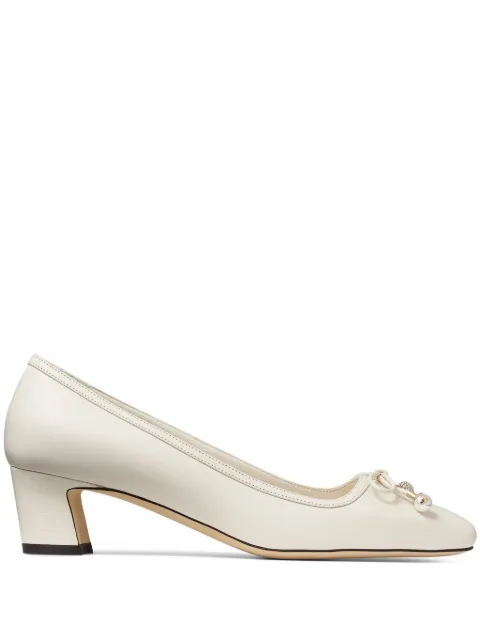 Jimmy Choo 45mm Elme nappa leather pumps White ELME45NAP