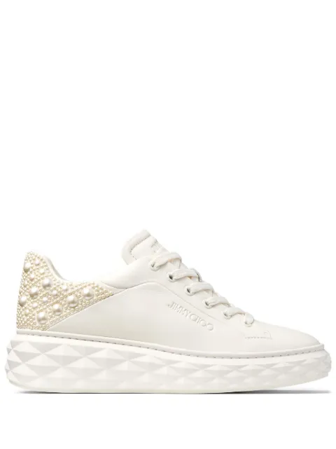 Jimmy Choo Diamond Maxi pearl-embellished sneakers Neutrals DIAMONDMAXIFIINVKXLATTEMIX