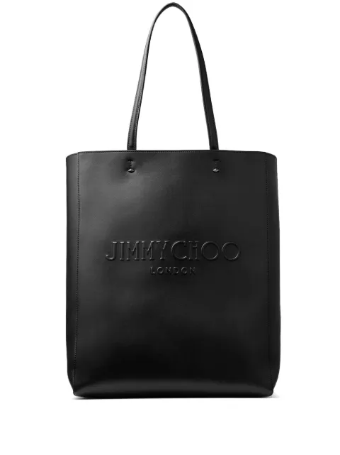 Jimmy Choo debossed-logo leather tote bag Black LENNYNSLMKHV