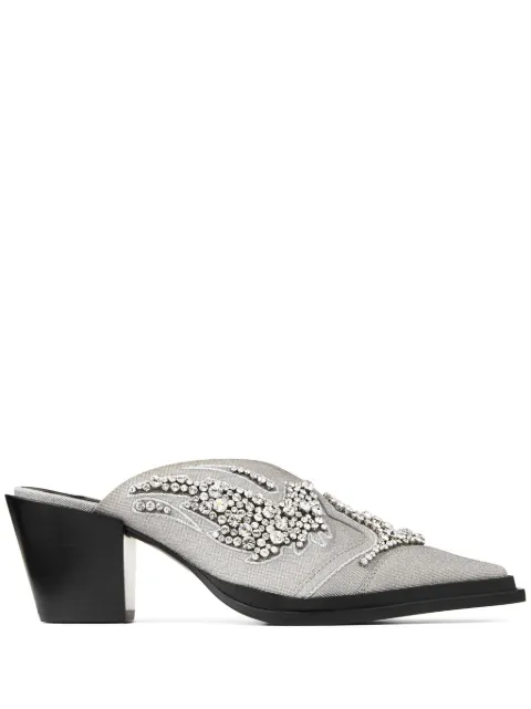 Jimmy Choo Cece 60mm glitter mules Grey CECEMULEII60MBF