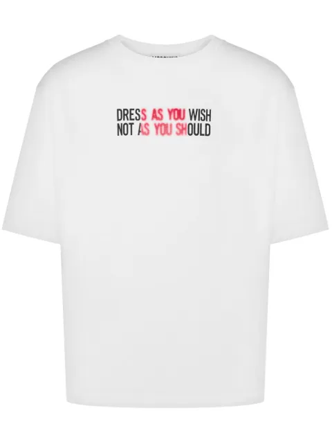 Moschino slogan-print cotton T-shirt White A07047041