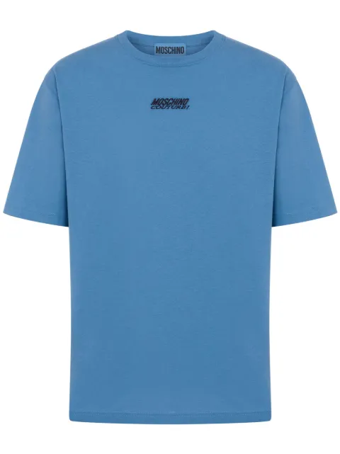 Moschino logo-embroidered cotton T-shirt Blue A07177040