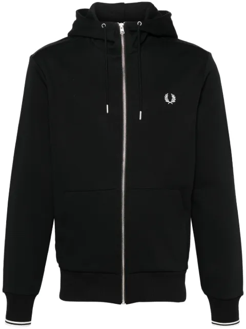 Fred Perry embroidered-logo zip-up jacket Black FPJ7536