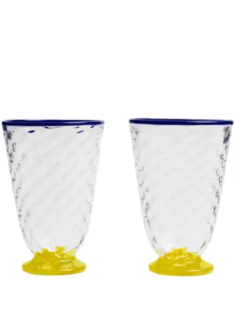 La DoubleJ contrast-trim quilted glass (set of two) Neutrals GLA0025MUR001QUI01YE02