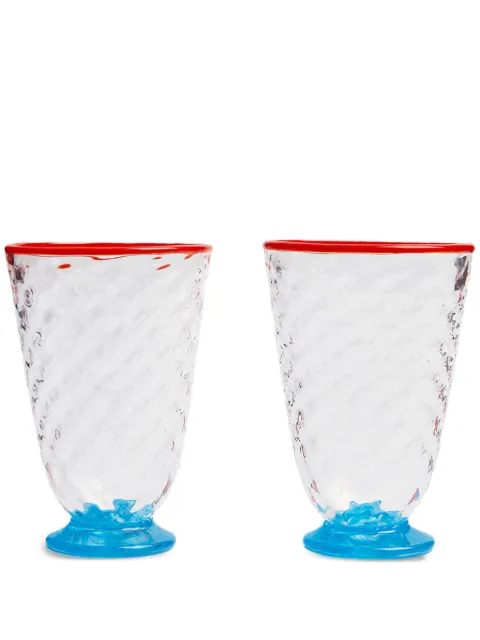 La DoubleJ contrast-trim quilted glass (set of two) Neutrals GLA0025MUR001QUI01BU03