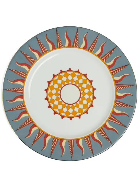 La DoubleJ geometric-print porcelain charger plate (31cm) Grey CHA0001CER001RAA01BU10