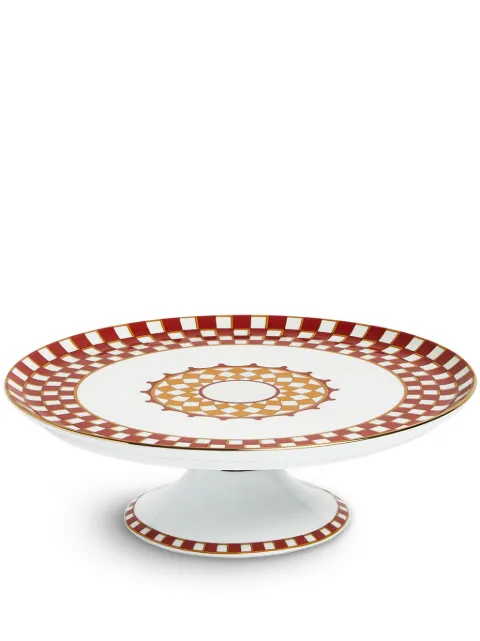 La DoubleJ geometric-print porcelain cake stand (30cm) Orange CAK0001CER001APL01RE06
