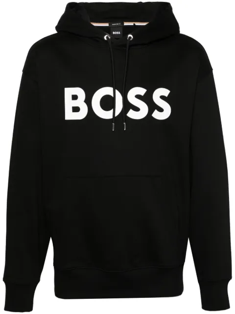 BOSS logo-print cotton hoodie Black 50496661