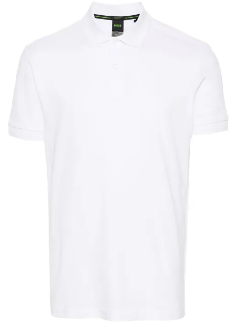 BOSS logo print cotton polo shirt White 50507583