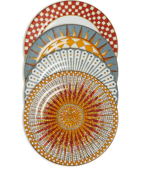 La DoubleJ geometric-print porcelain plates (set of four) Orange DES0004CER001SOL08MU03