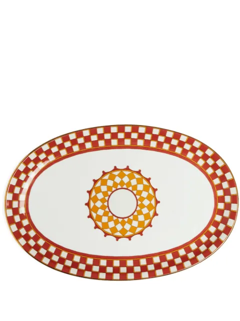 La DoubleJ geometric-print porcelain platter (36cm x 24cm) Orange PLA0002CER001APL01RE06