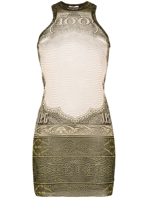 Jean Paul Gaultier Cartouche-print tulle mini dress Green 2425FRO157T515