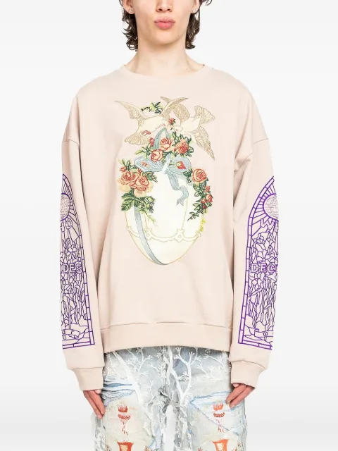 Who Decides War embroidered-detail crew-neck sweatshirt Pink 1110230033SS24