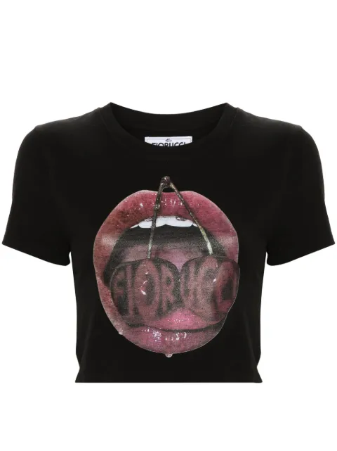 Fiorucci graphic-print cropped T-shirt Black W01FPTSH094CJ03BK01