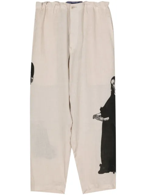 Yohji Yamamoto U-Lady print tapered trousers Neutrals HSP33805