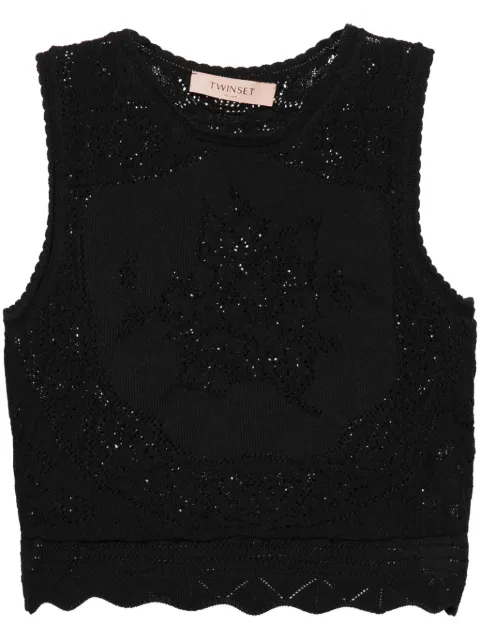 TWINSET crochet-knit crop top Black 241TT3161