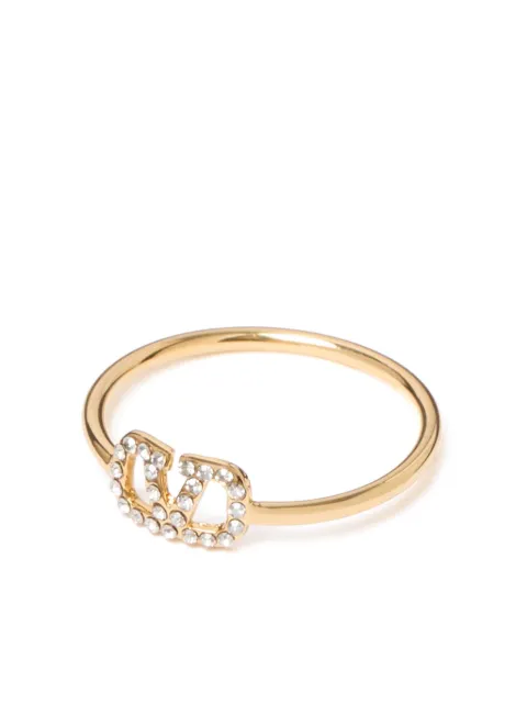 Valentino Garavani Vlogo Signature metal and swarovski crystal ring Gold WJ0X03YCW