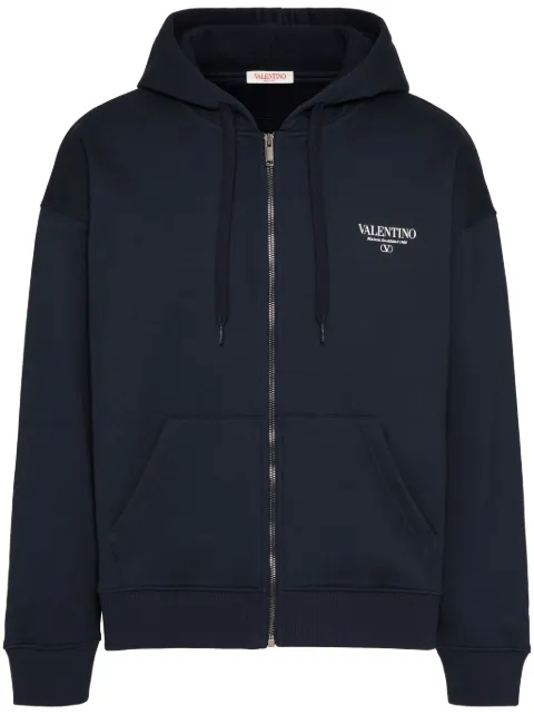 Valentino Garavani logo-print zip-up hoodie Blue VMF27QA8D