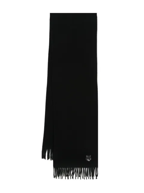 Maison Kitsuné logo-embroidered virgin wool scarf Black MM06201BT3004