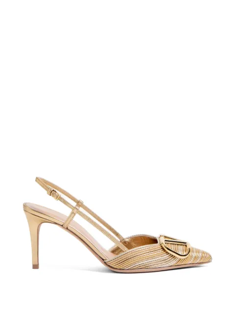 Valentino Garavani VLogo signature metallic slingback pumps with Cornely embroidery 80mm Gold WS0R01MNS