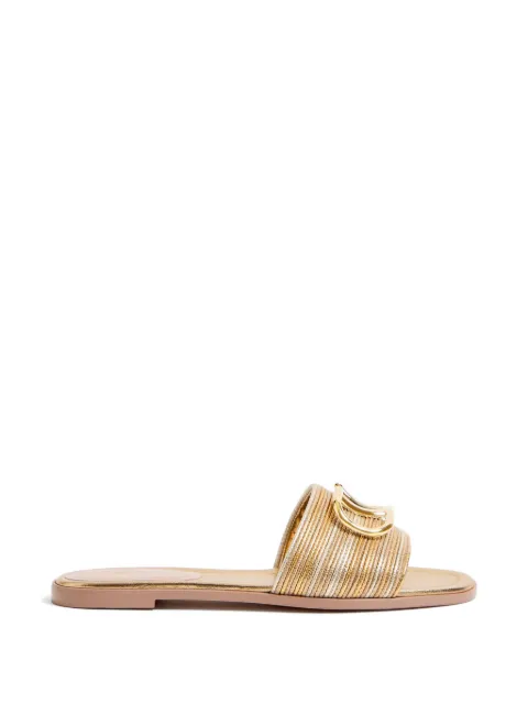 Valentino Garavani VLogo signature metallic leather slide sandal with Cornely embroidery Gold WS0BD5MNS