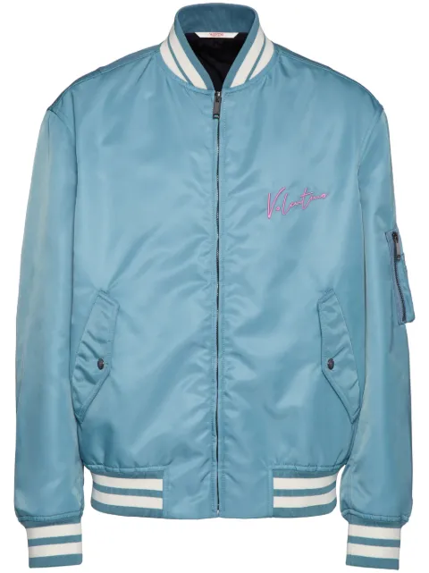 Valentino Garavani ribbed bomber jacket Blue VCIF15AD9