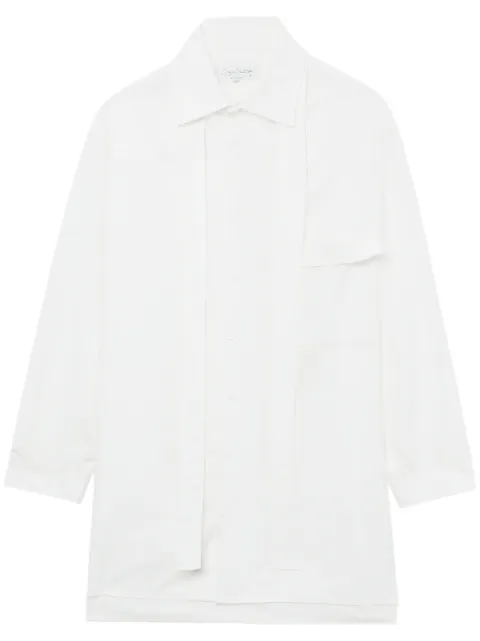Yohji Yamamoto scarf-detail cotton shirt White HSB02001