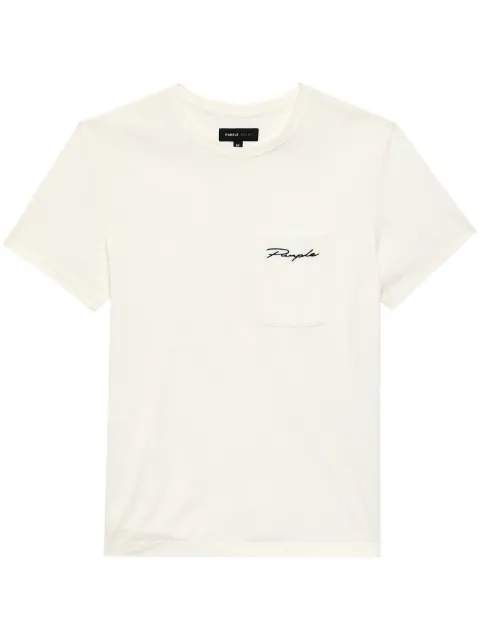 Purple Brand Script Pocket "White" T-shirt White P109CSBW324
