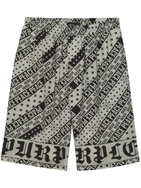 Purple Brand Flag Bandana bermuda shorts Grey P537LGFB324