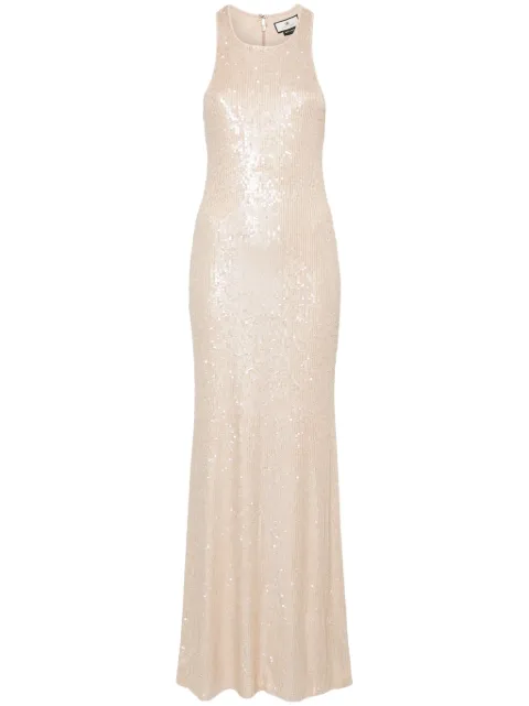 Elisabetta Franchi racerback sequined gown Neutrals AR46J42E2
