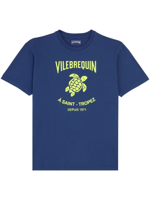 Vilebrequin logo-print cotton T-shirt Blue PTSAP379