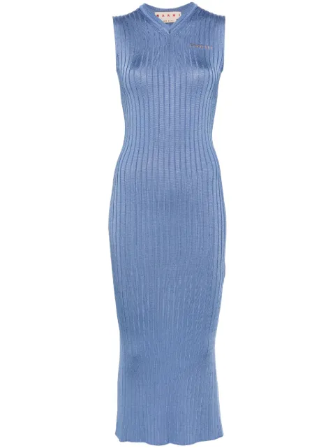 Marni logo-jacquard ribbed-knit maxi dress Blue ABMD0219A0UFV222