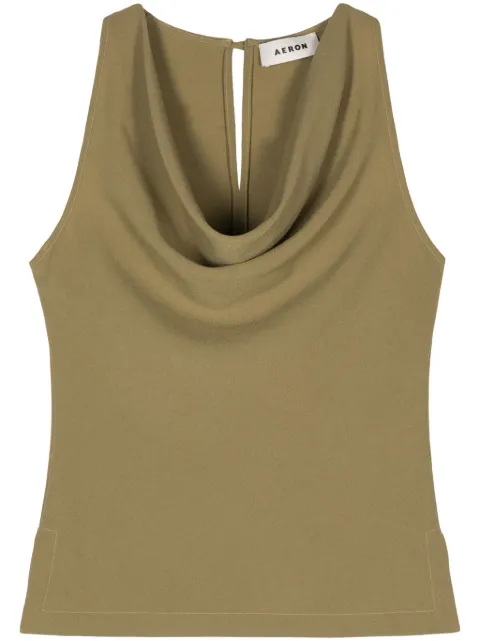 AERON Yael cowl-neck top Green YAELGEORGETTEOLIVE