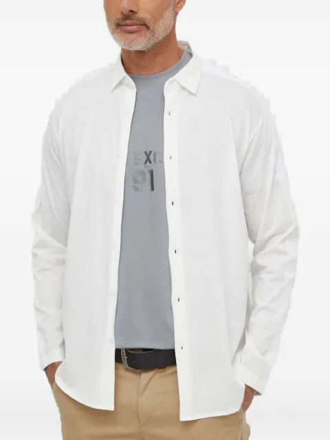 Armani Exchange logo-tape long-sleeve shirt White 3DZCLAZJ9AZ