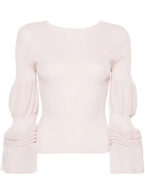 Issey Miyake bell-sleeves ribbed-knit top Pink IM46KN801