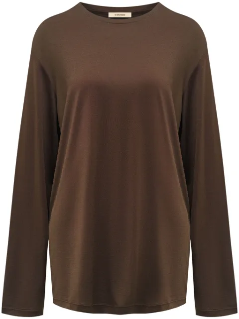 12 STOREEZ long-sleeve silk T-shirt Brown 125034