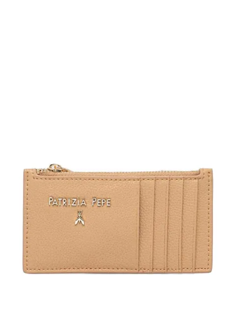 Patrizia Pepe logo-lettering leather card holder Neutrals CQ9105L001
