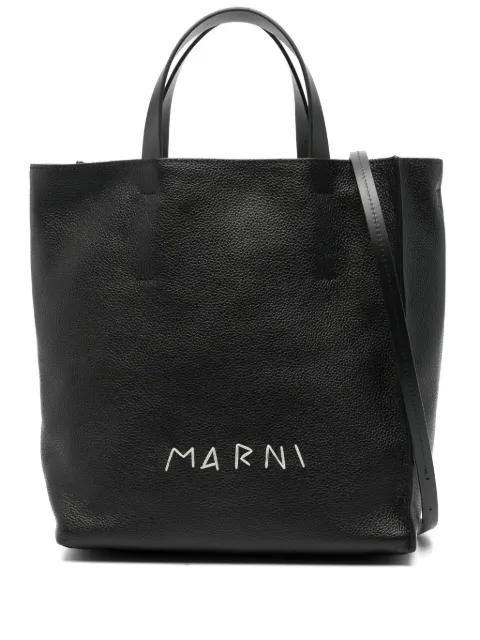 Marni logo-embroidered tote bag Black SHMP0018L3P653300N99