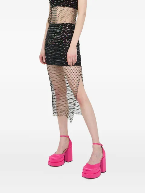 Patrizia Pepe beaded split midi skirt Black 2G0909A274