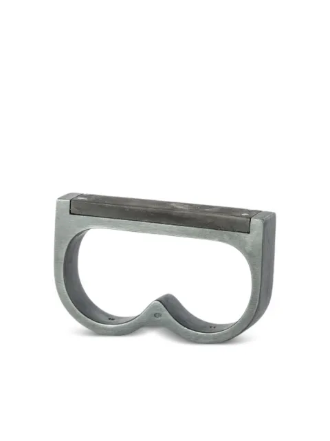 Parts of Four Plate Double sterling silver ring Black 7143