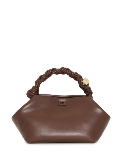 GANNI Small Bou braided-handle tote bag Brown A5906