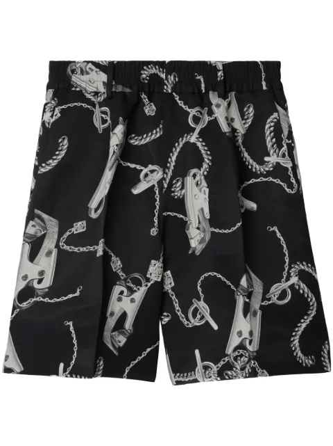 Burberry chain link-print straight-leg shorts Silver 8088957
