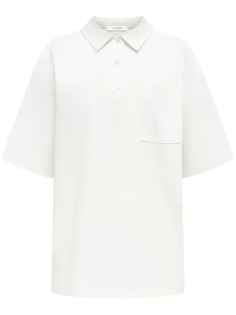 12 STOREEZ chest-pocket cotton polo shirt White 125062