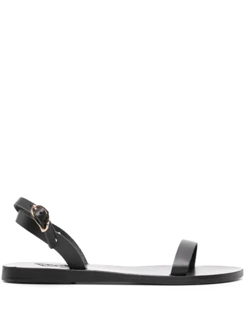 Ancient Greek Sandals Irida leather sandals Black IRIDAFLATVACHETTA