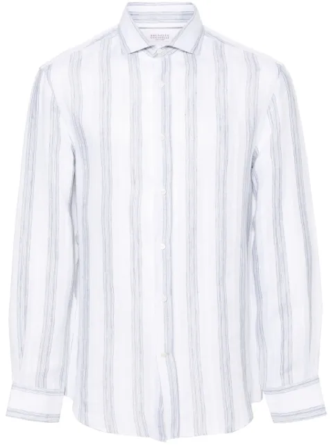Brunello Cucinelli striped linen shirt White MM6480627C043