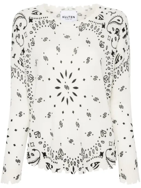 kujten Mela Bandana distressed sweater White F2500