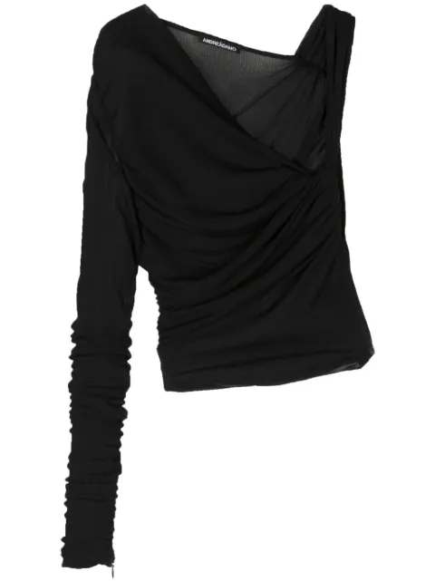 ANDREĀDAMO asymmetric ribbed jersey top Black ADPS24TO03747473