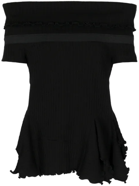Goen.J off-shoulder cotton-blend top Black GNJ24SSKN03