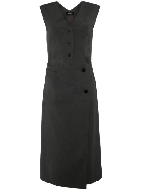 Goen.J layered cropped front vest panel dress Grey GNJ24SSDS12