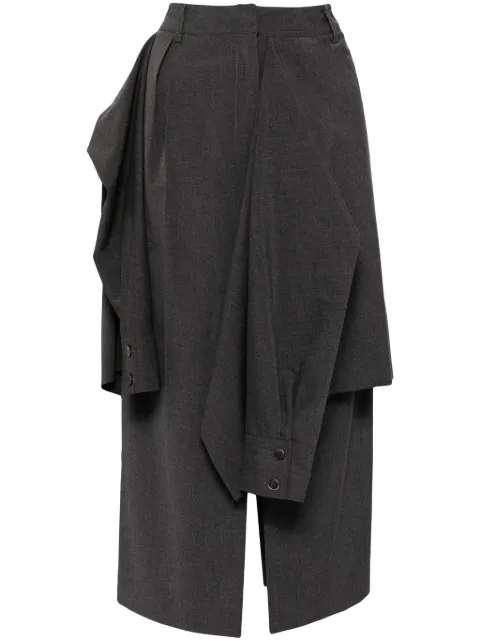 Goen.J layered shirt-detail midi skirt Grey GNJ24SSSK08
